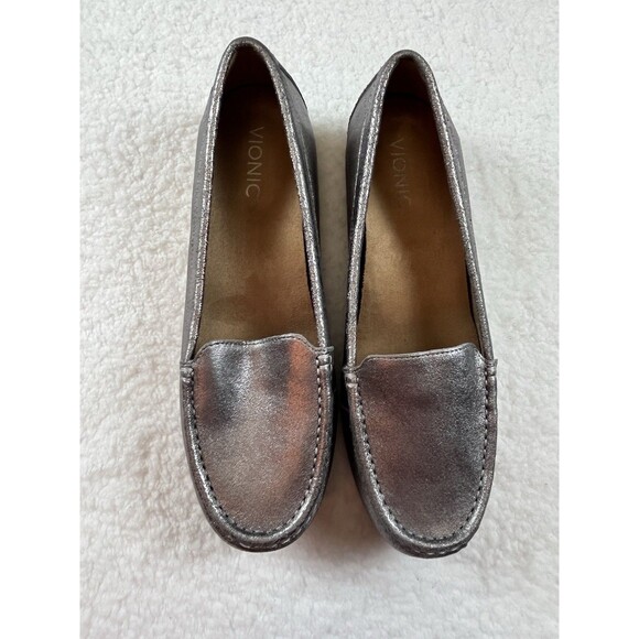 Vionic Silver Loafers - Picture 1 of 8